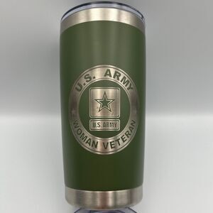 New Woman Army Veteran 16 oz Travel Mug Metal US Army Hot/Cold Drink Green